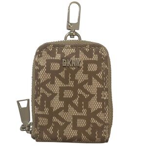 DKNY Logo Zip Card Holder Card Holder in Beige
